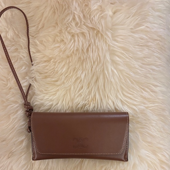 Brown Leather Wristlet Sun glass case - Picture 1 of 3